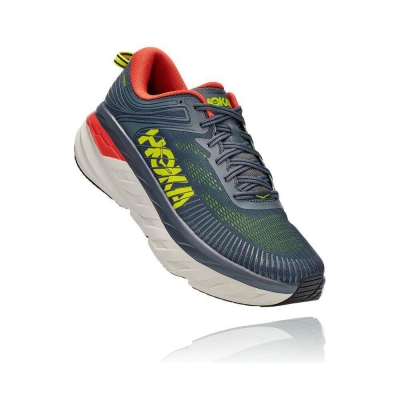 Hoka Bondi 7 Men's Road Running Shoes Grey / Red | IL16529FG