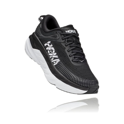 Hoka Bondi 7 Women's Road Running Shoes Black / White | IL63725OS