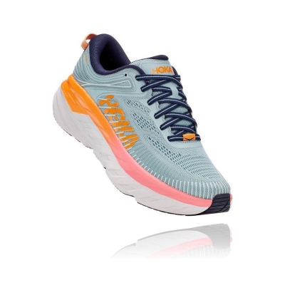 Hoka Bondi 7 Women's Road Running Shoes Blue / Orange | IL67290WX