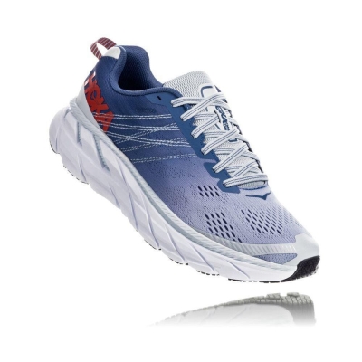 Hoka Clifton 6 Women's Road Running Shoes Blue / Red | IL41723YB