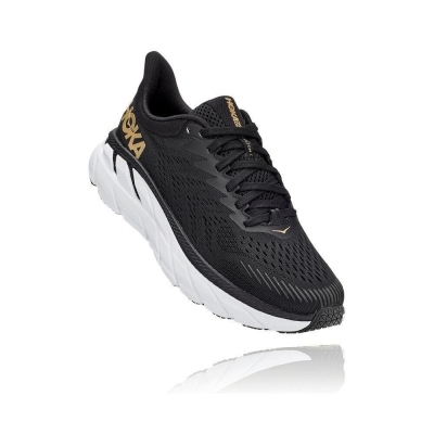 Hoka Clifton 7 Women's Road Running Shoes Black / Gold | IL68410MJ