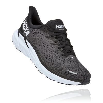 Hoka Clifton 8 Men's Road Running Shoes Black / White | IL02541ZQ