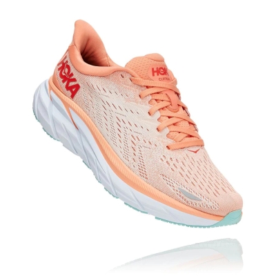 Hoka Clifton 8 Women's Road Running Shoes Orange / Silver | IL12850CB