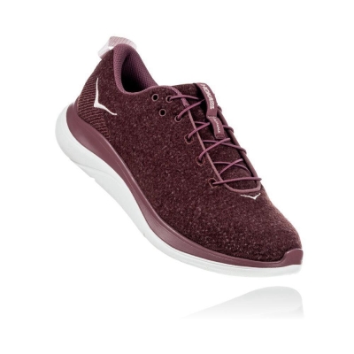 Hoka Hupana Flow Wool Women's Walking Shoes Burgundy | IL17249JV