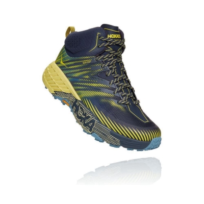 Hoka Speedgoat Mid 2 GTX Men's Hiking Boots Navy / Yellow | IL84392DF