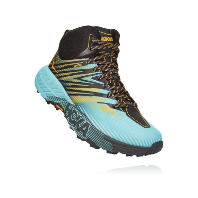 Hoka Speedgoat Mid 2 GTX Women's Hiking Boots Blue / Black / Gold | IL35726HL