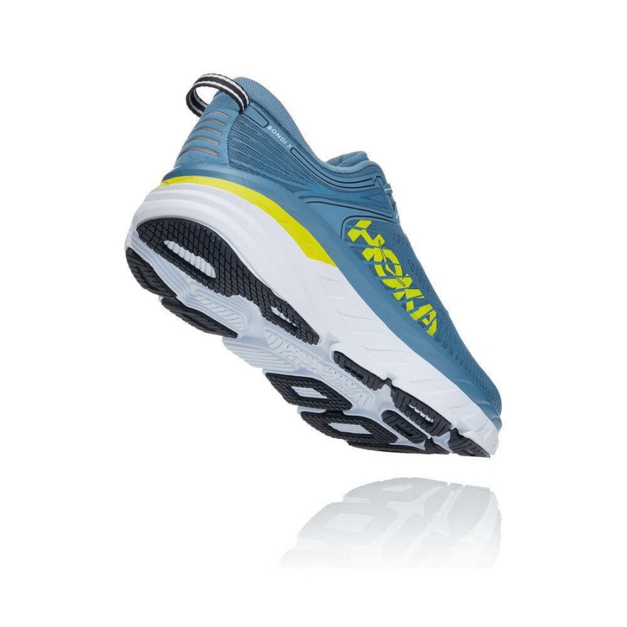 Hoka Bondi 7 Men's Running Shoes Blue / Yellow | IL71624GQ