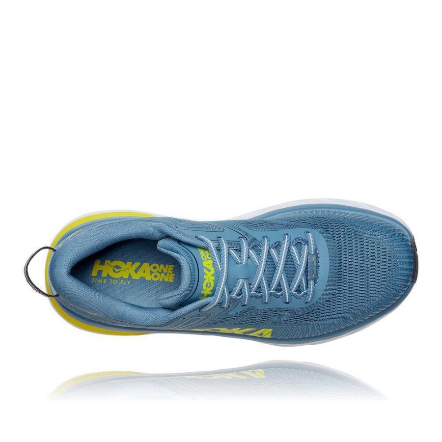 Hoka Bondi 7 Men's Running Shoes Blue / Yellow | IL71624GQ