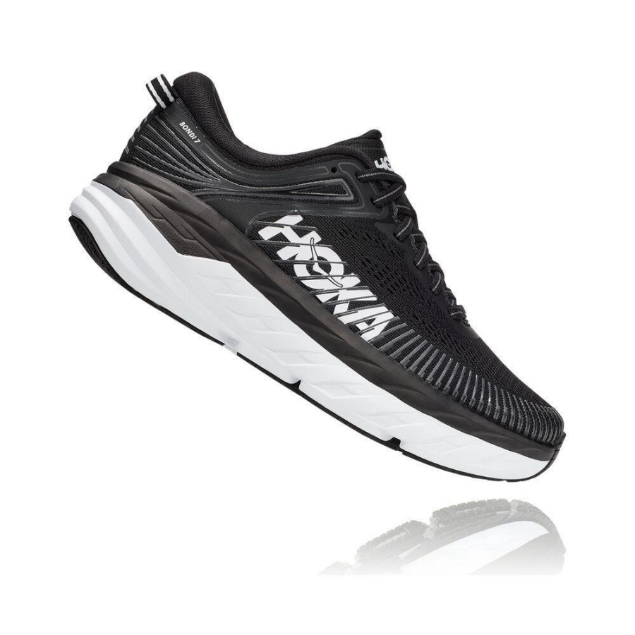 Hoka Bondi 7 Women's Road Running Shoes Black / White | IL63725OS