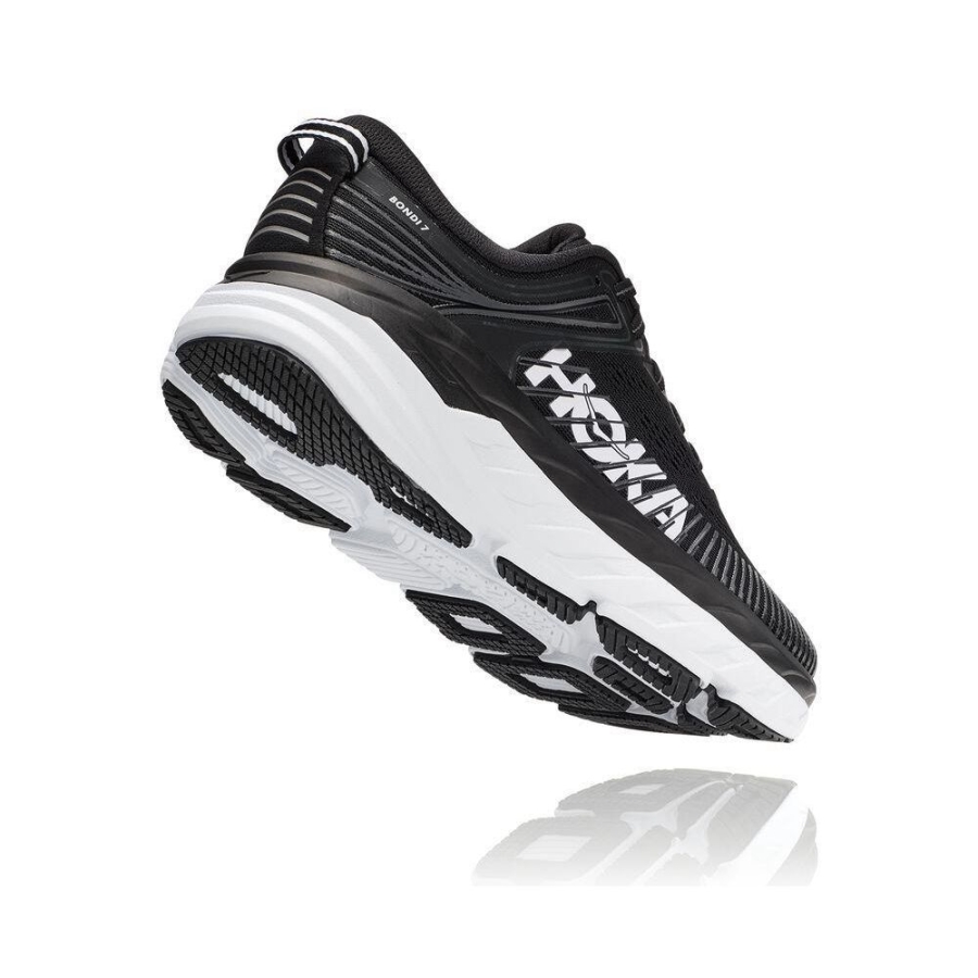 Hoka Bondi 7 Women's Road Running Shoes Black / White | IL63725OS