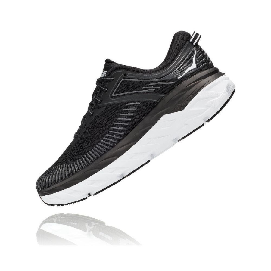 Hoka Bondi 7 Women's Road Running Shoes Black / White | IL63725OS