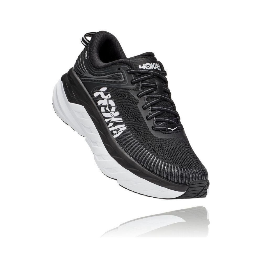 Hoka Bondi 7 Women\'s Road Running Shoes Black / White | IL63725OS