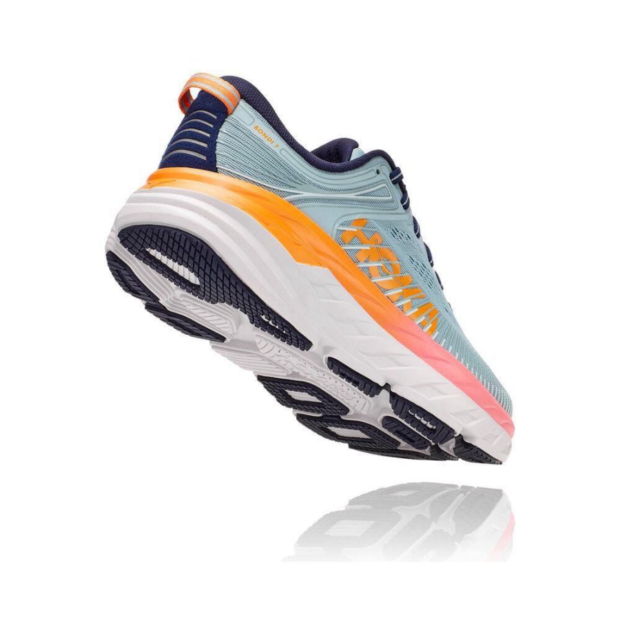 Hoka Bondi 7 Women's Road Running Shoes Blue / Orange | IL67290WX