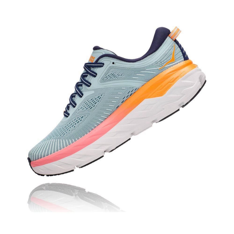 Hoka Bondi 7 Women's Road Running Shoes Blue / Orange | IL67290WX