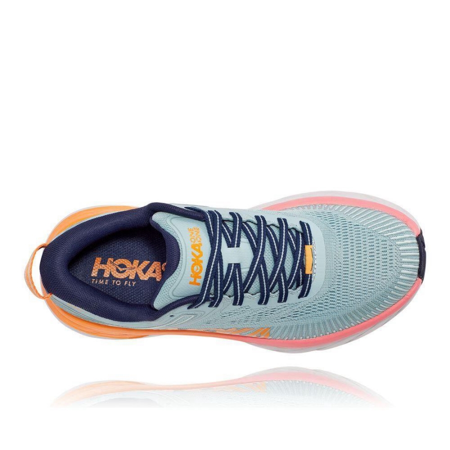 Hoka Bondi 7 Women's Road Running Shoes Blue / Orange | IL67290WX