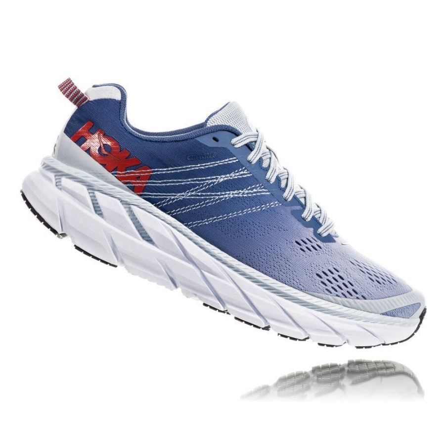 Hoka Clifton 6 Women's Running Shoes Blue / Red | IL63154KV