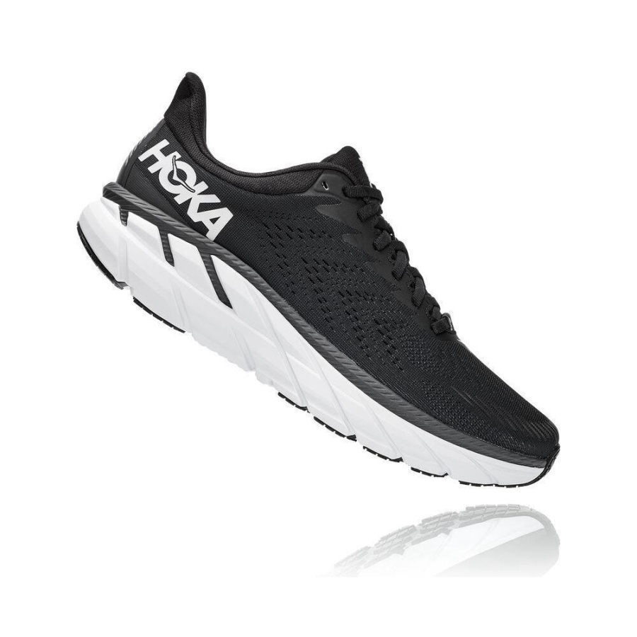 Hoka Clifton 7 Men's Road Running Shoes Black / White | IL25147OM