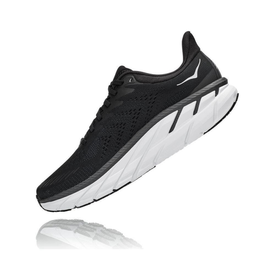 Hoka Clifton 7 Men's Road Running Shoes Black / White | IL25147OM