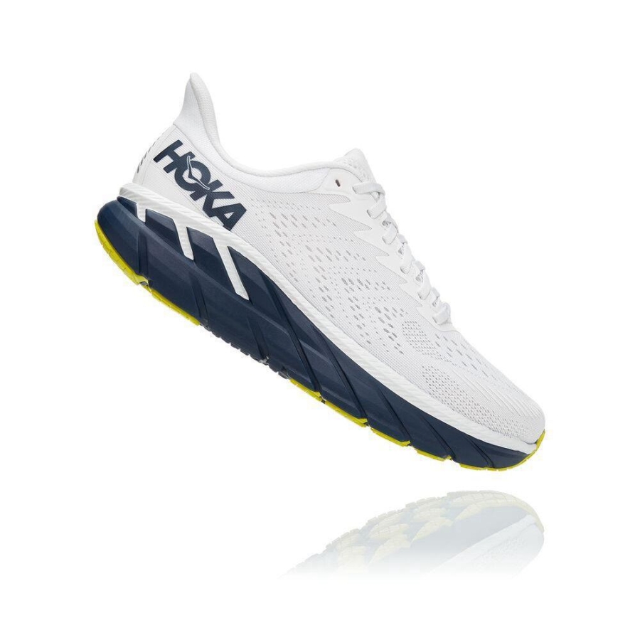 Hoka Clifton 7 Men's Road Running Shoes White / Navy | IL51793ZA