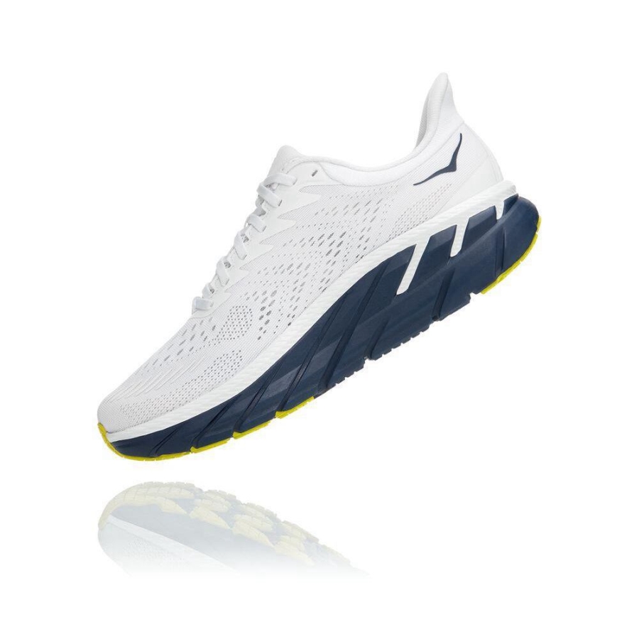 Hoka Clifton 7 Men's Road Running Shoes White / Navy | IL51793ZA