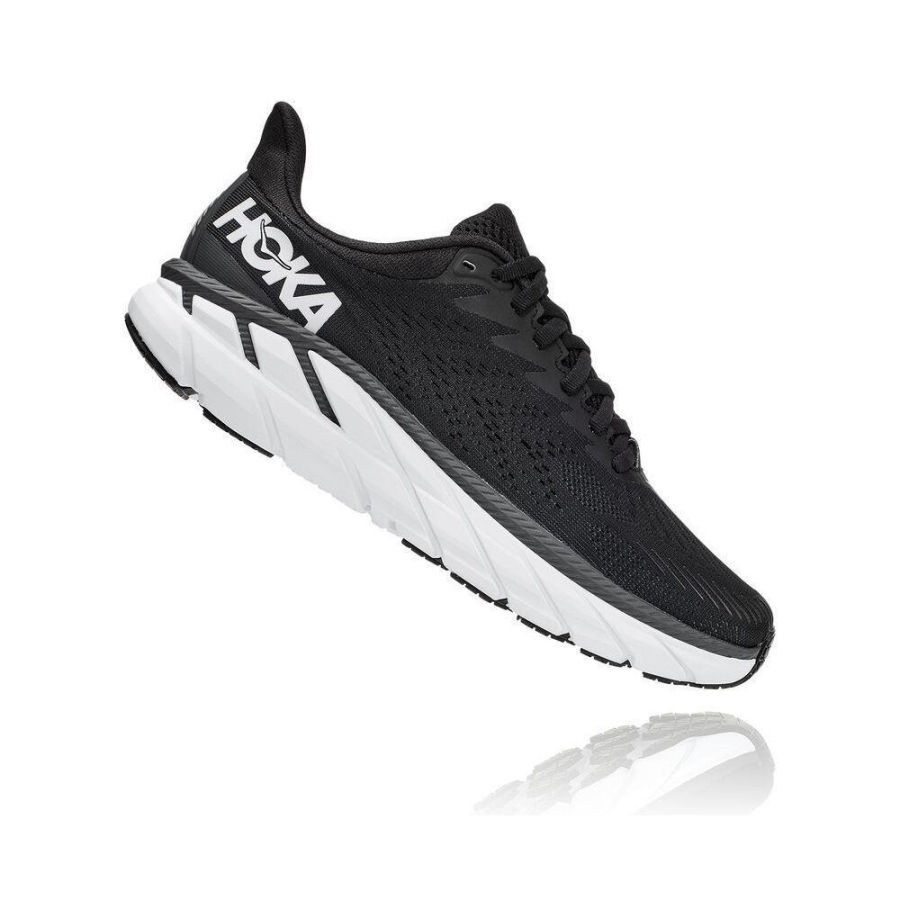 Hoka Clifton 7 Women's Sneakers Black / White | IL95063XZ