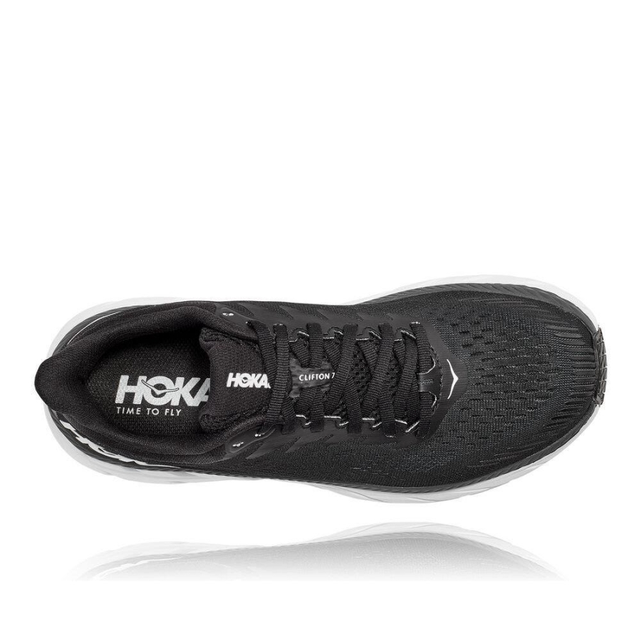 Hoka Clifton 7 Women's Sneakers Black / White | IL95063XZ