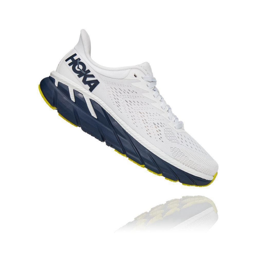 Hoka Clifton 7 Women's Walking Shoes White / Navy | IL59872OD