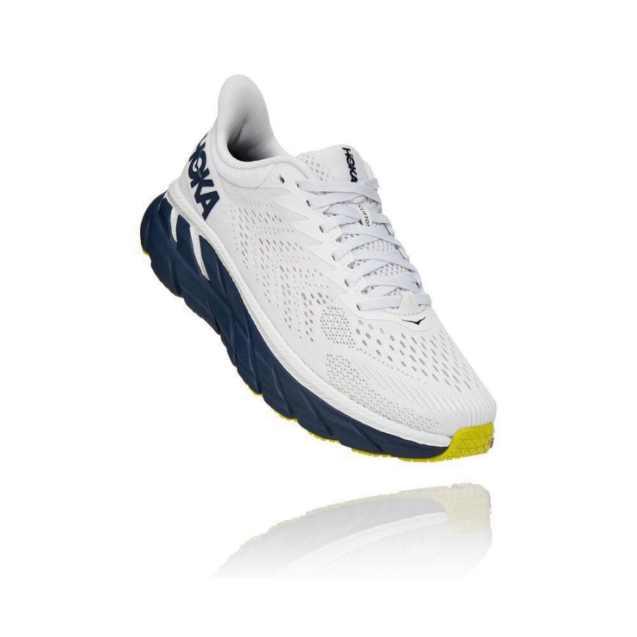 Hoka Clifton 7 Women\'s Walking Shoes White / Navy | IL59872OD