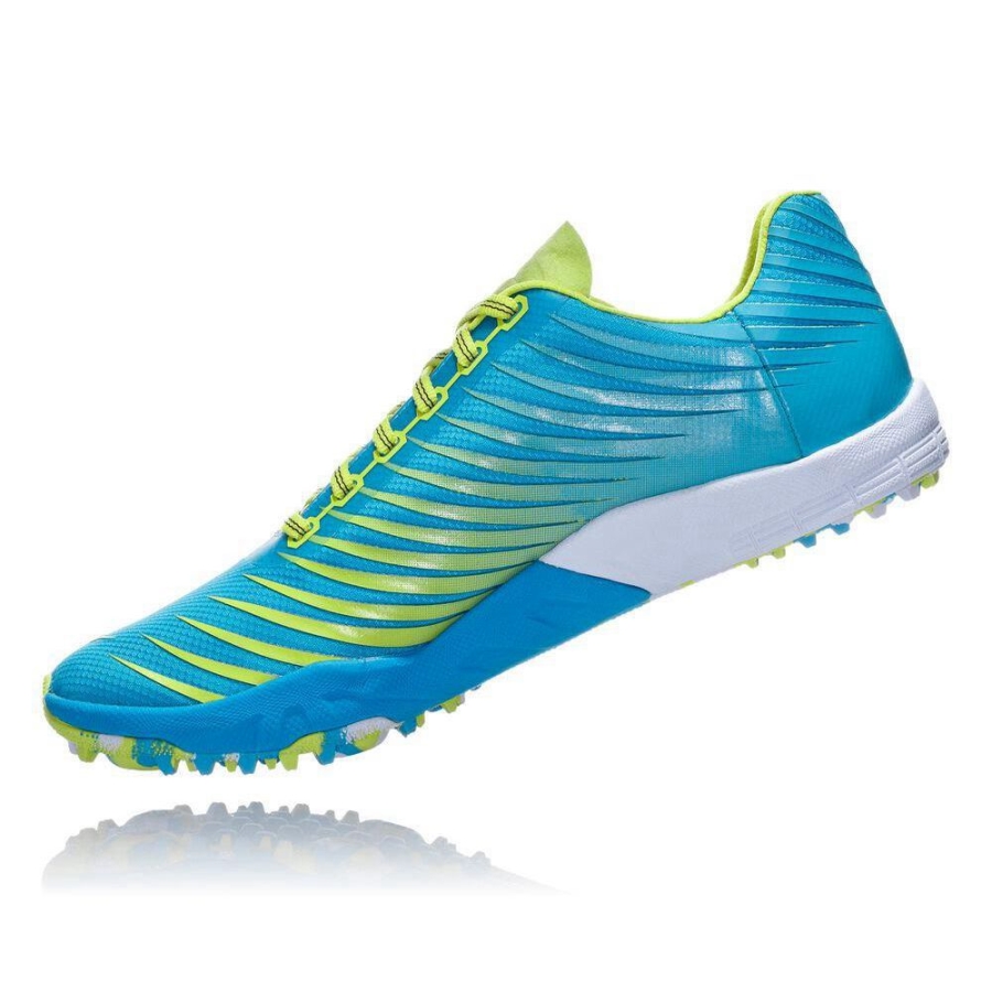 Hoka EVO XC Men's Spikes Shoes Blue / Yellow | IL40739FO