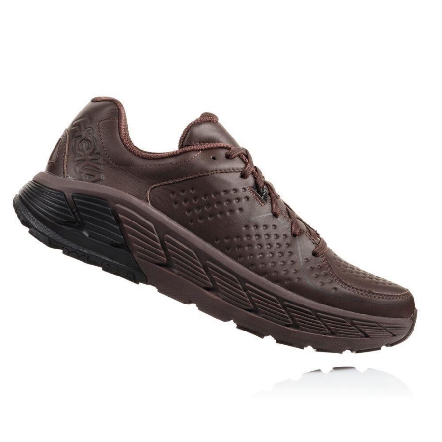 Hoka Gaviota Leather Men's Running Shoes Brown | IL79568CL