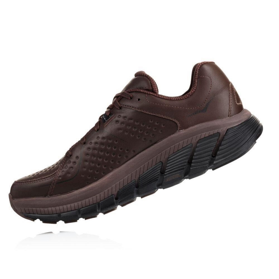 Hoka Gaviota Leather Men's Running Shoes Brown | IL79568CL