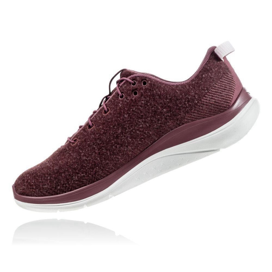 Hoka Hupana Flow Wool Women's Walking Shoes Burgundy | IL17249JV