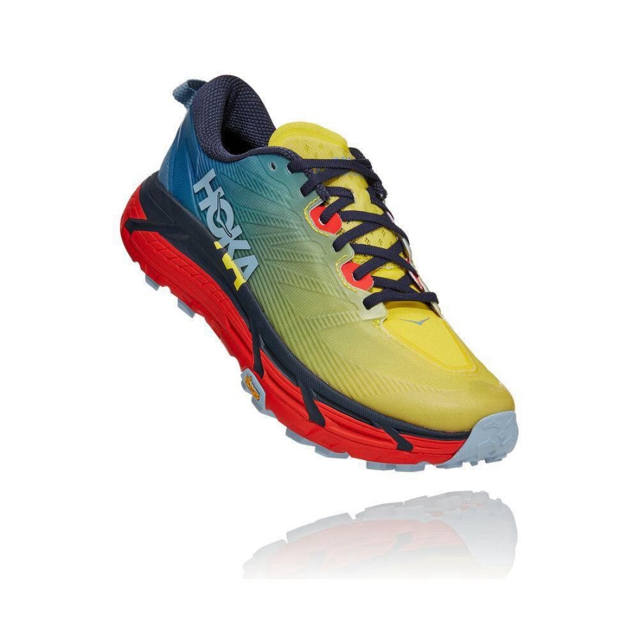 Hoka Mafate Speed 3 Men\'s Trail Running Shoes Blue / Yellow | IL64297VW