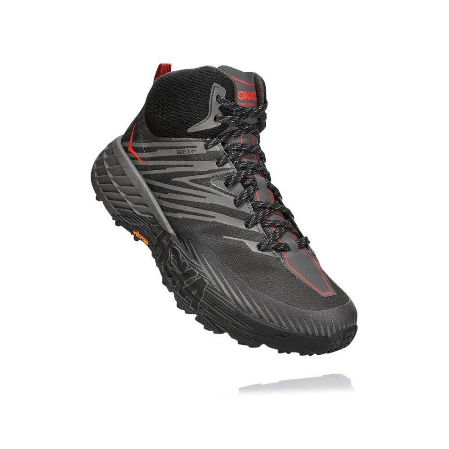 Hoka Speedgoat Mid 2 GTX Men\'s Hiking Boots Grey / Black | IL74830EQ