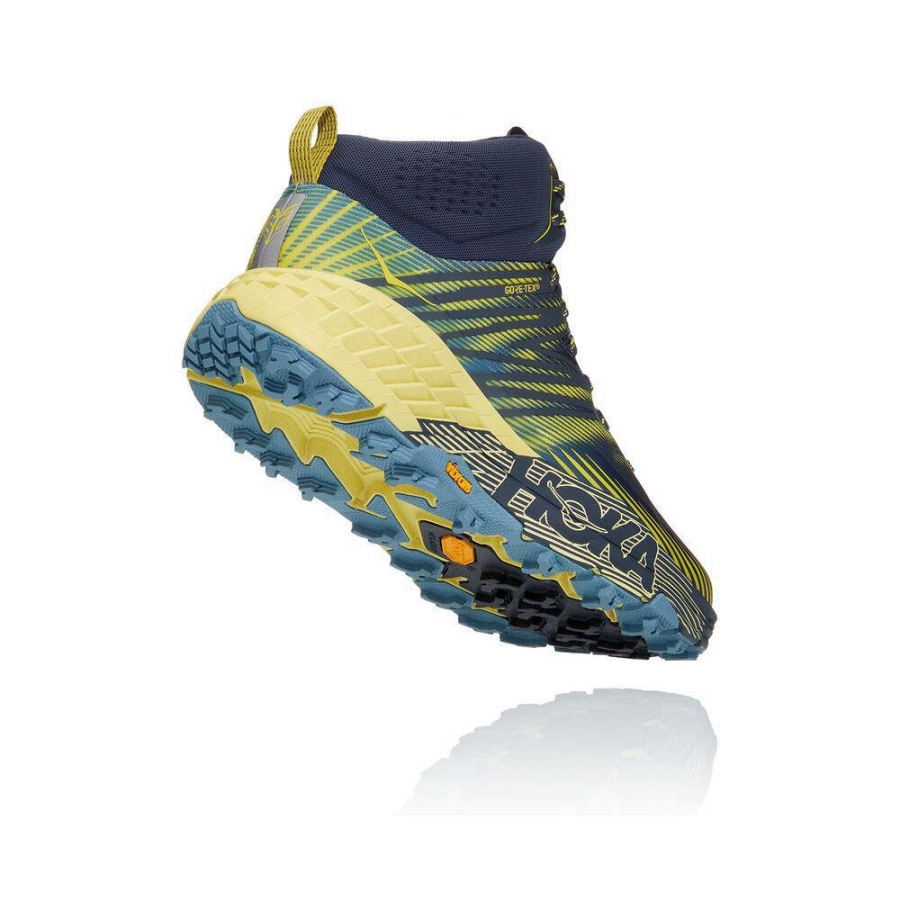 Hoka Speedgoat Mid 2 GTX Men's Hiking Boots Navy / Yellow | IL84392DF