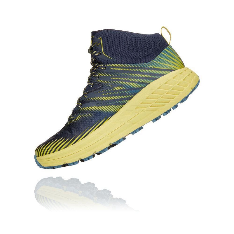 Hoka Speedgoat Mid 2 GTX Men's Hiking Boots Navy / Yellow | IL84392DF