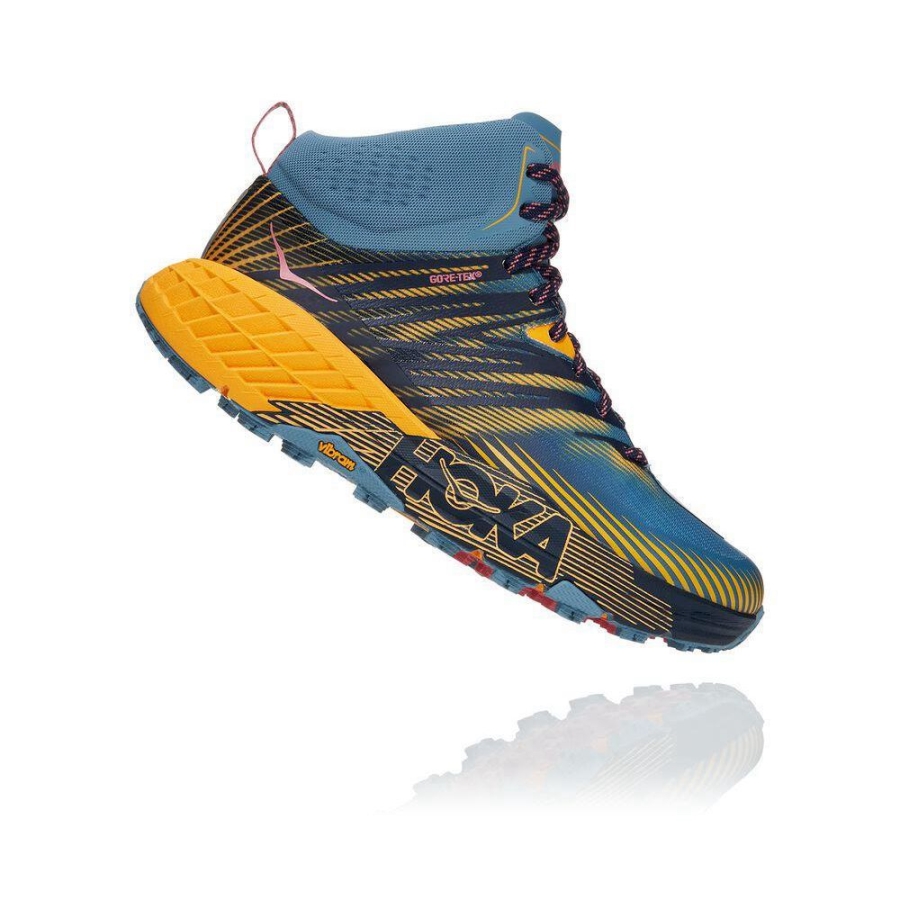 Hoka Speedgoat Mid 2 GTX Women's Hiking Boots Blue / Yellow | IL26350RX