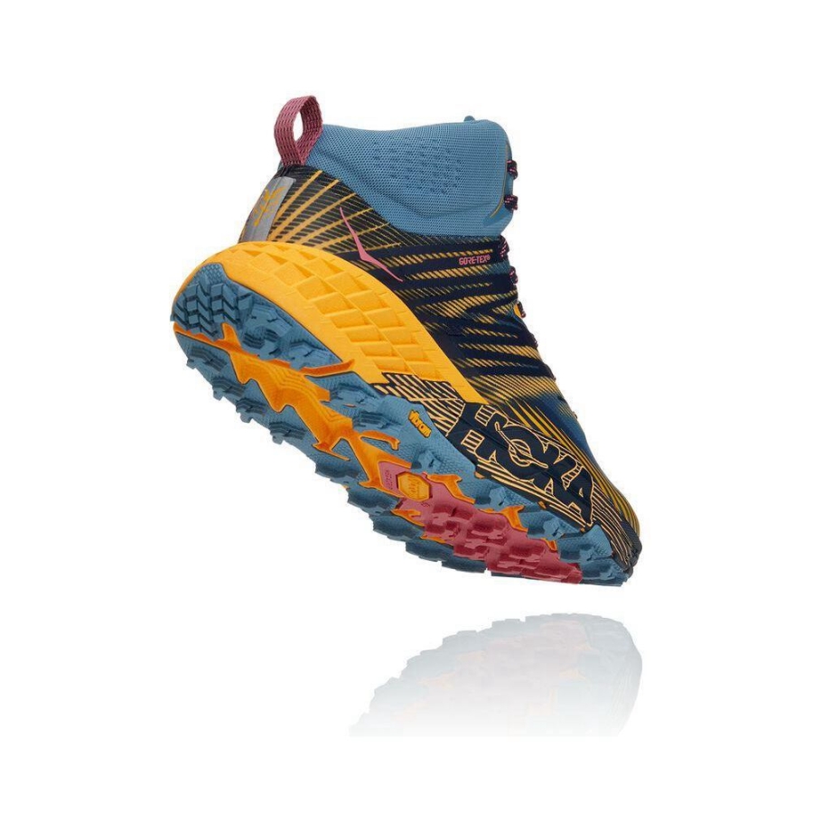 Hoka Speedgoat Mid 2 GTX Women's Hiking Boots Blue / Yellow | IL26350RX